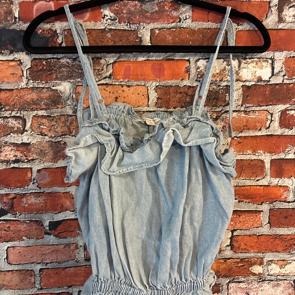 American Eagle Outfitters Light Blue Gathered Top